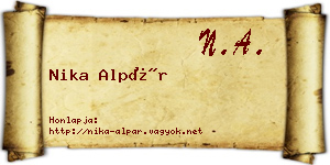 Nika Alpár névjegykártya